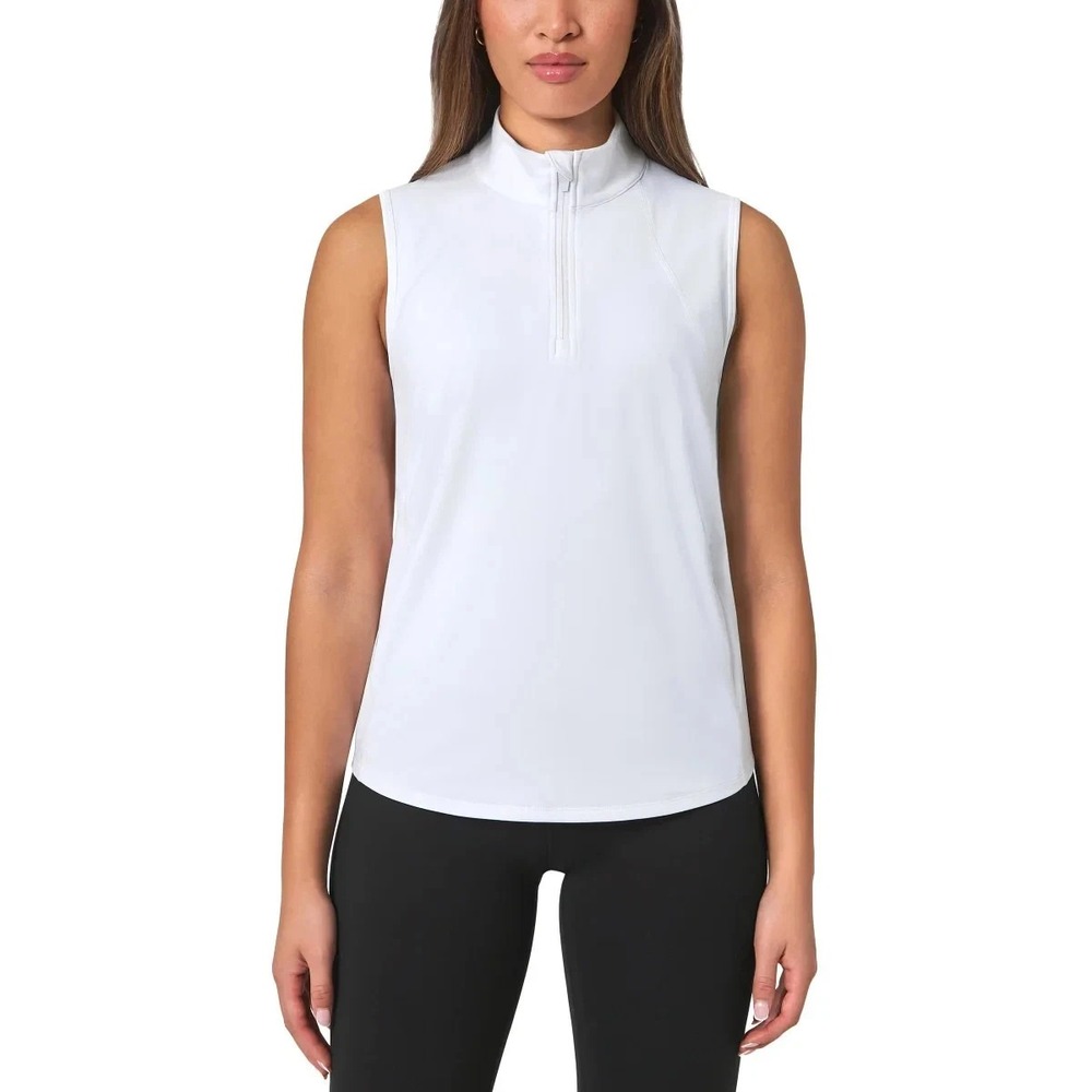 Mondetta Women's Half Zip Sleeveless Tank, White, Size: XS, New